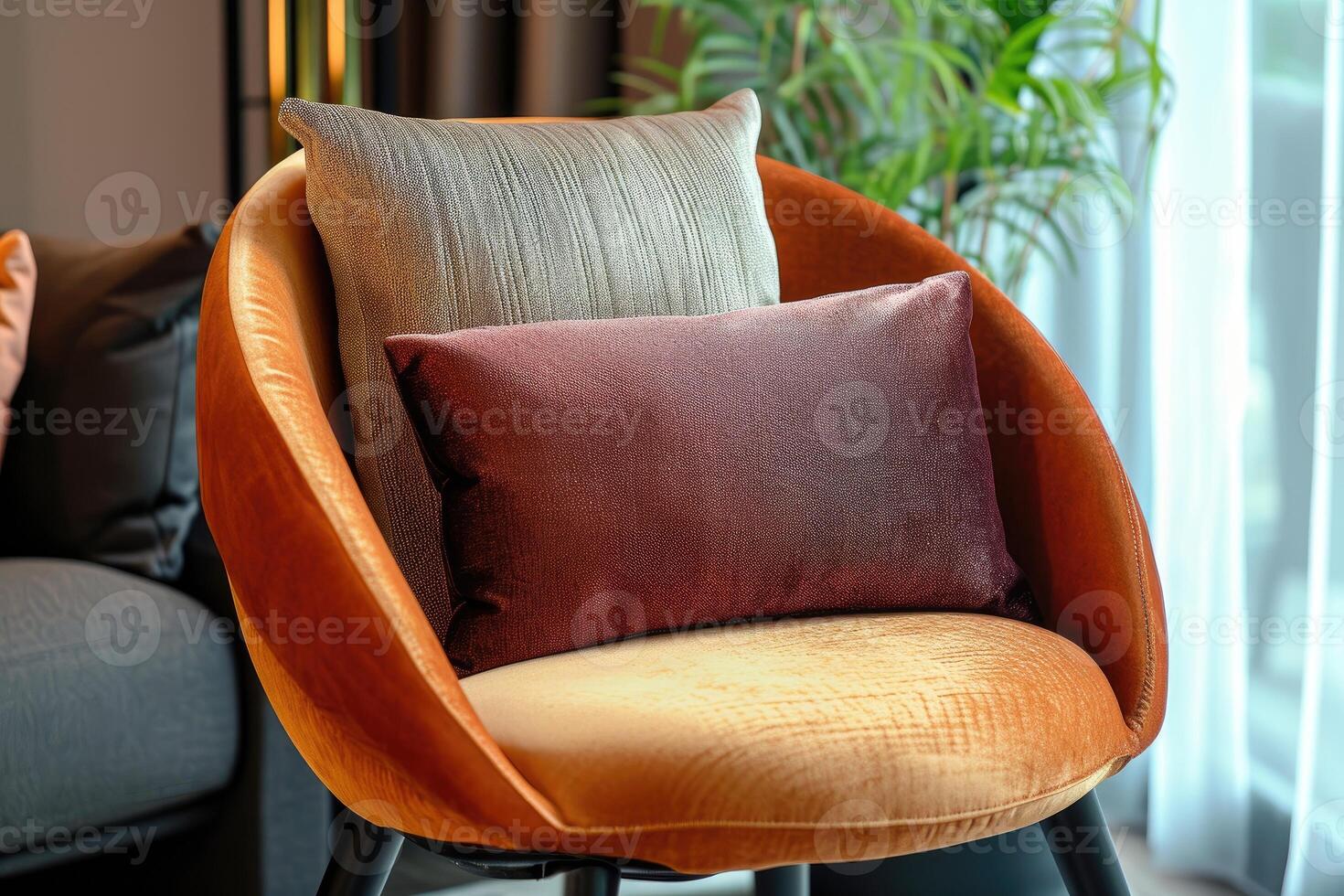 AI generated Velvet-cushioned accent armchair. Elegant design, Ai Generated. photo