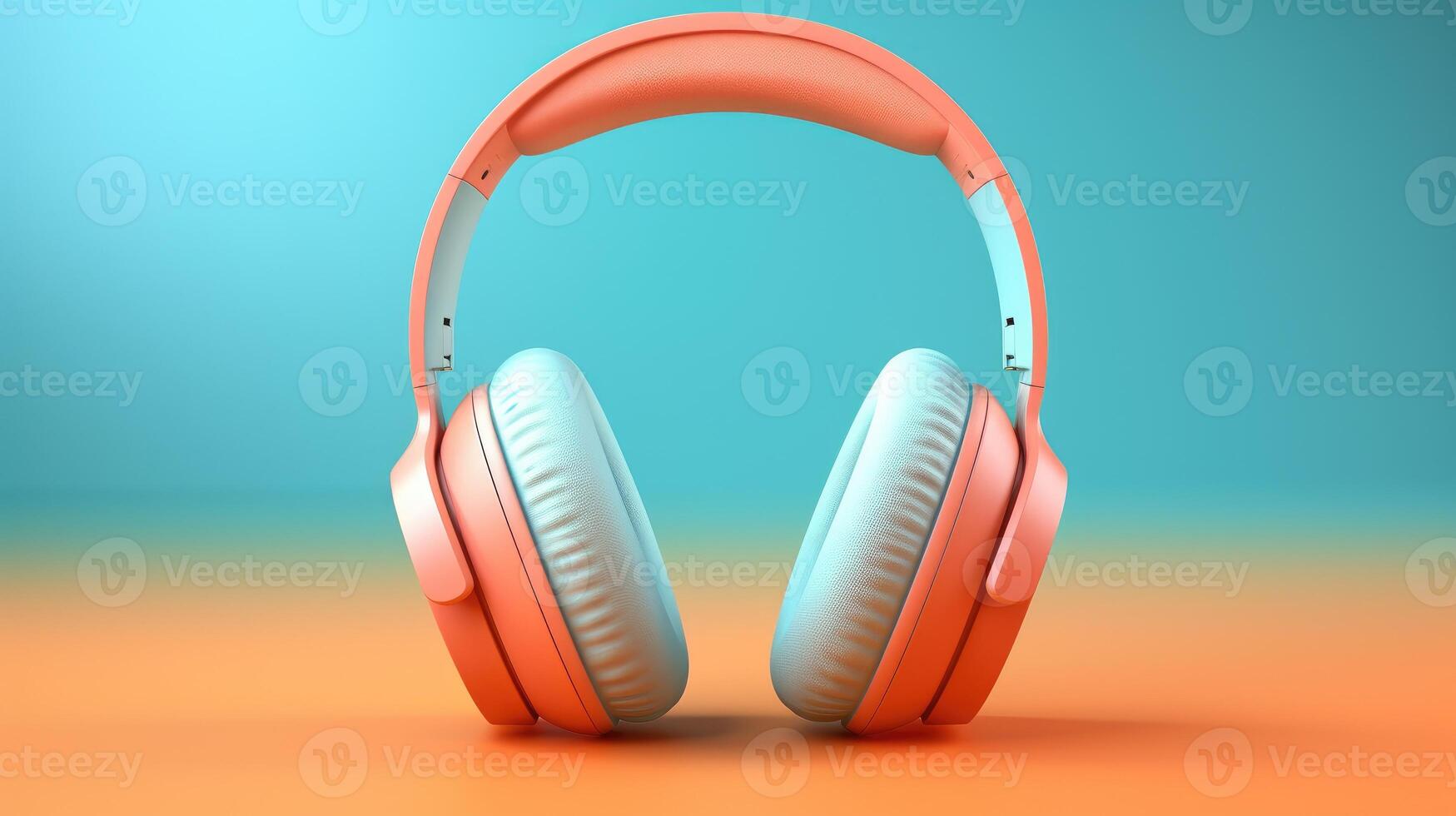 AI generated Vibrant, modern headphones illuminate a bright background, merging style and tech seamlessly, Ai Generated. photo