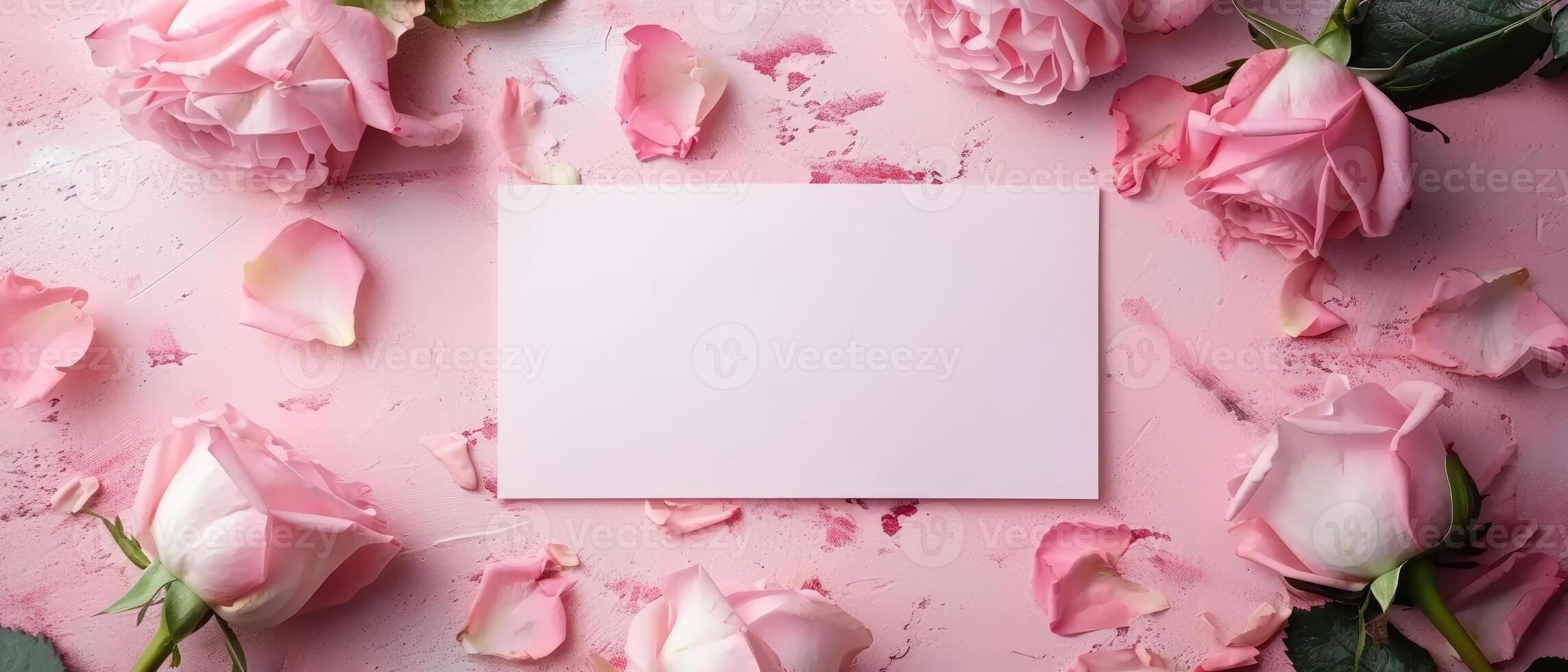 AI generated Versatile greeting card template suitable for Valentine's Day, weddings, or any celebration, Ai Generated. photo