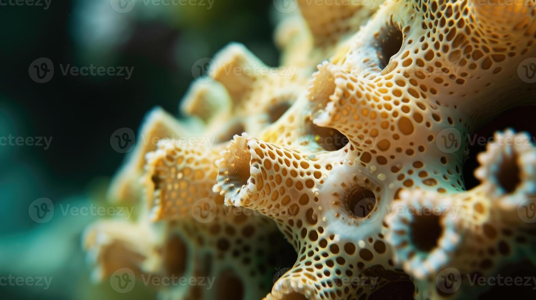 AI generated Close up of coral piece with natural holes, revealing intricate textures. Ai Generated. photo