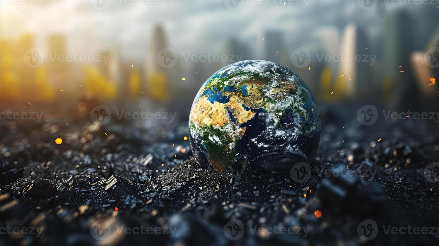 AI generated Earth constructed from building materials, a unique concept, Ai Generated. photo