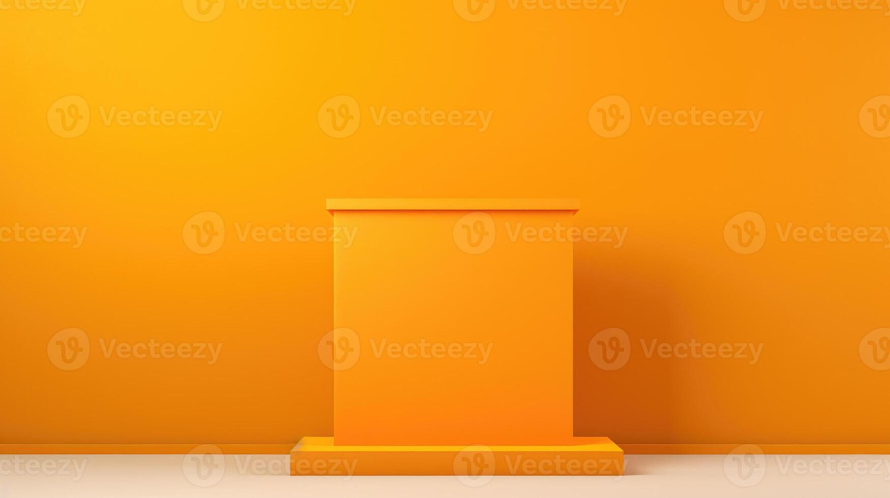 AI generated Simple and elegant yellow podium in a monochromatic orange setup. Ai Generated photo