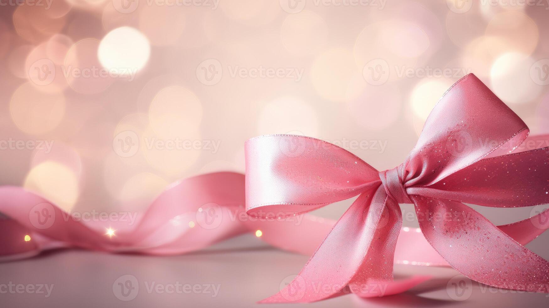 AI generated A delicate pink ribbon expertly tied in a charming bow. Ai Generated photo