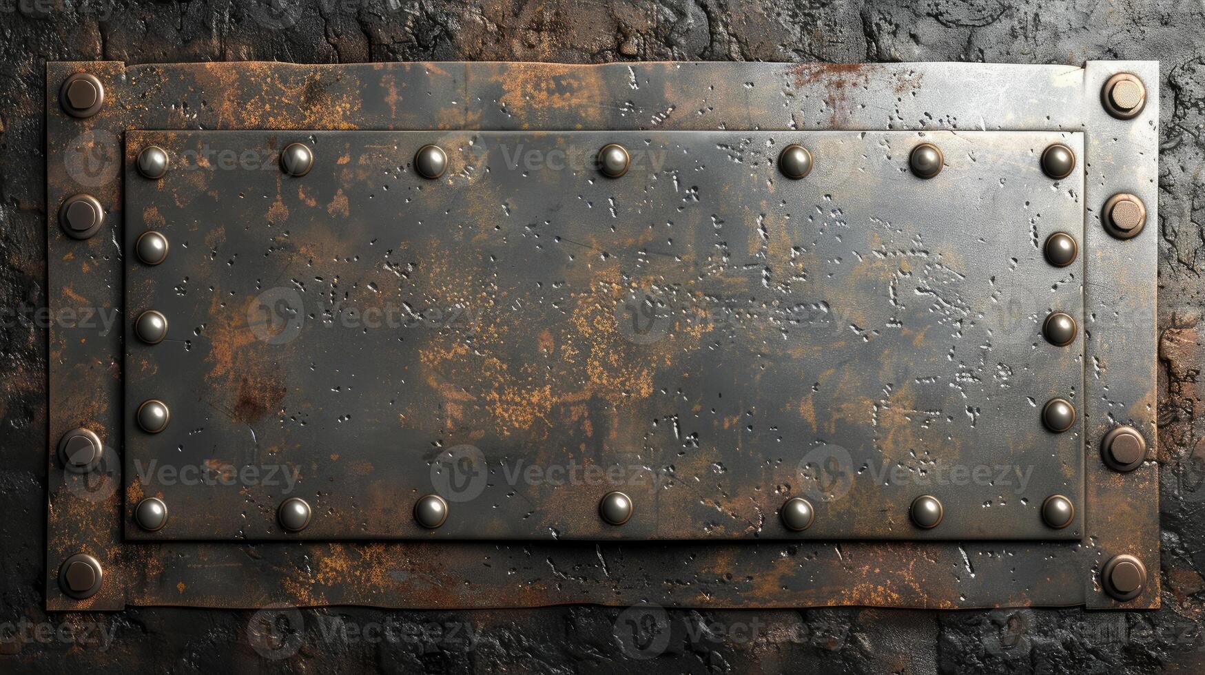 AI generated Robust steel plate adorned with rivets for industrial durability. Ai Generated photo