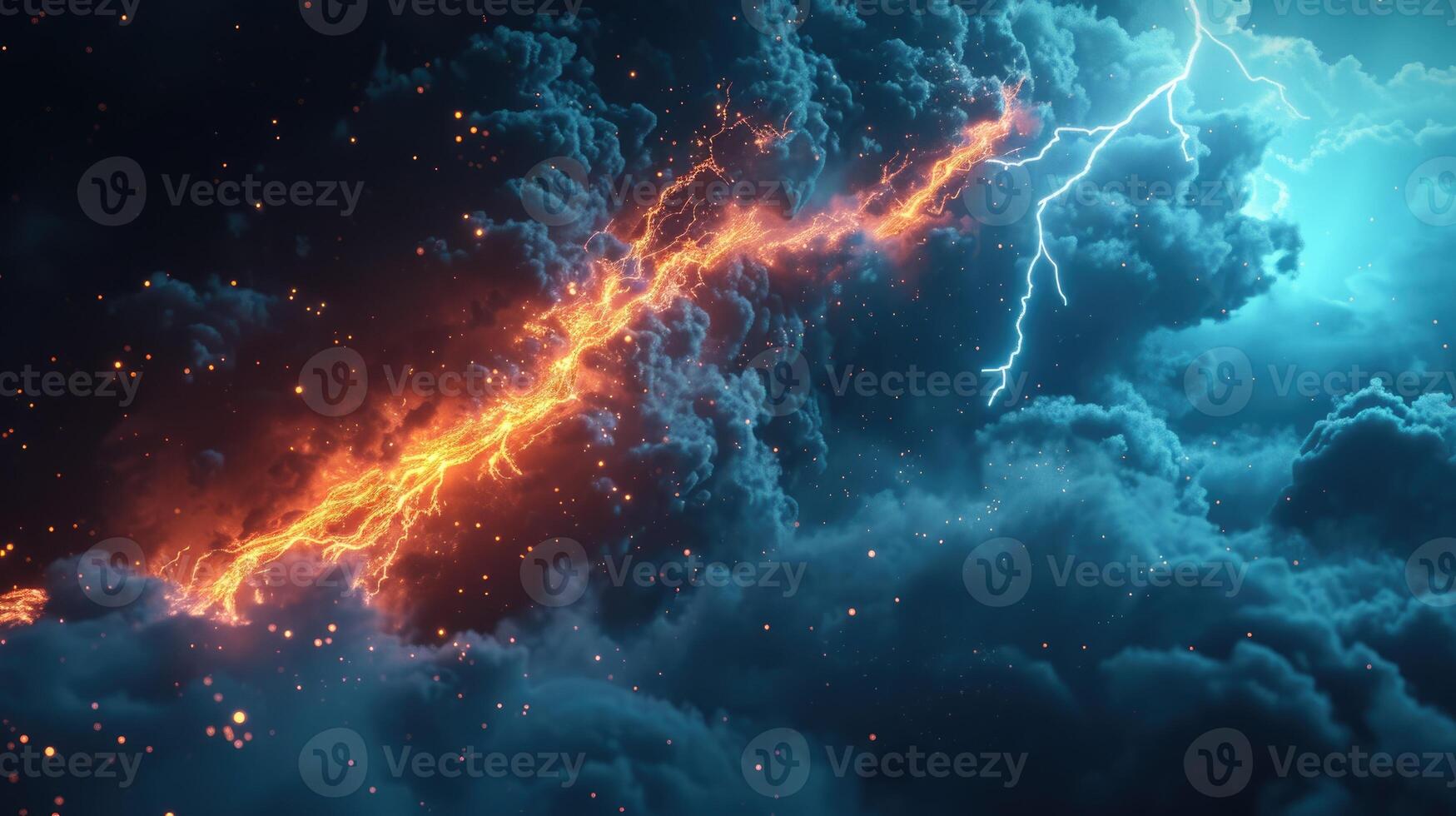 AI generated Electrify your design with a colored 3D rendering of a lightning strike element. Ai Generated. photo