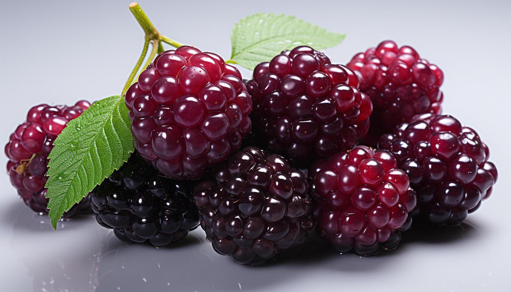 AI generated Fresh, ripe berries on a wooden table, nature healthy dessert generated by AI photo