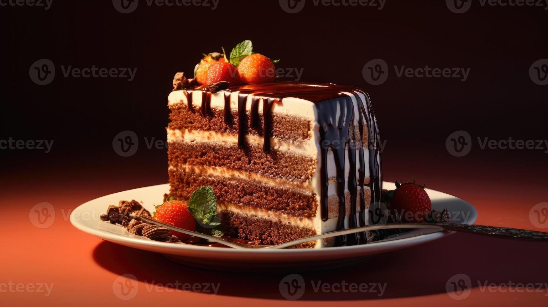 AI generated Real shot captures the essence of a delectable cake and its inviting slices. Ai Generated photo