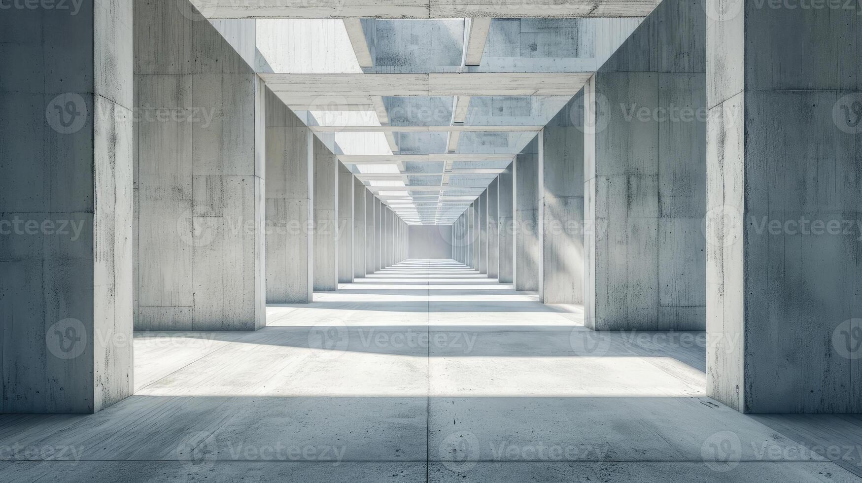 AI generated Concrete corridor of a structured building. Urban ambiance, Ai Generated. photo