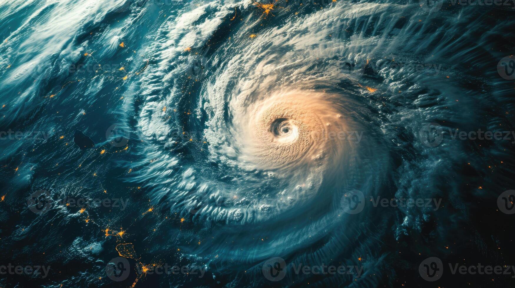 AI generated Hurricane Florence intensifies over the Atlantic, a formidable force in nature's theater, Ai Generated. photo