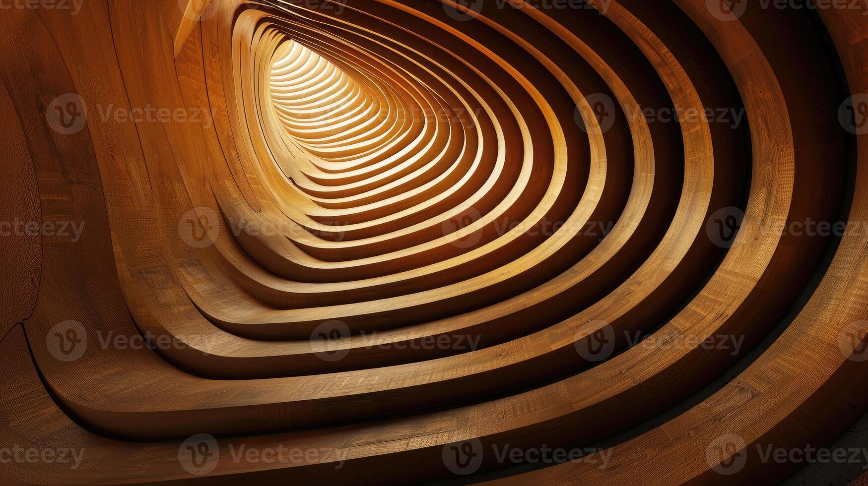 AI generated gracefully curved wooden backdrop. Ai Generated. photo
