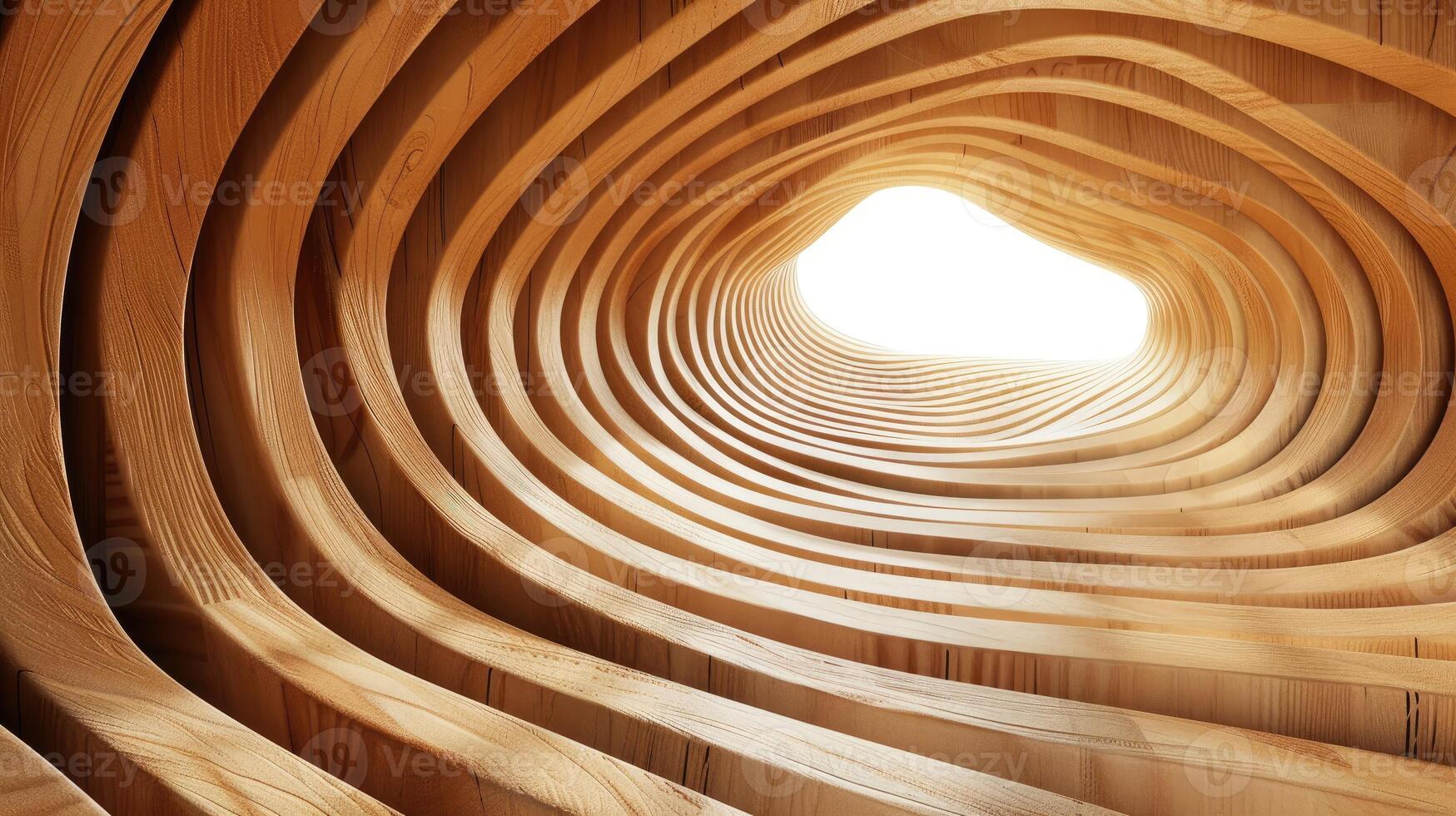 AI generated gracefully curved wooden backdrop. Ai Generated. photo