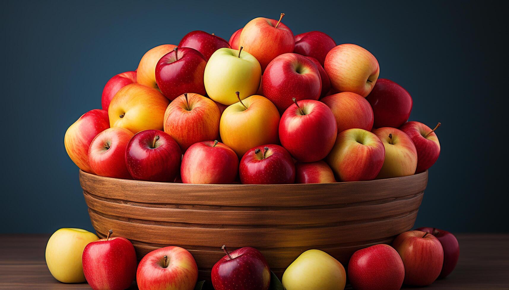 AI generated Fresh, ripe, juicy fruit on wooden table, healthy and vibrant generated by AI photo