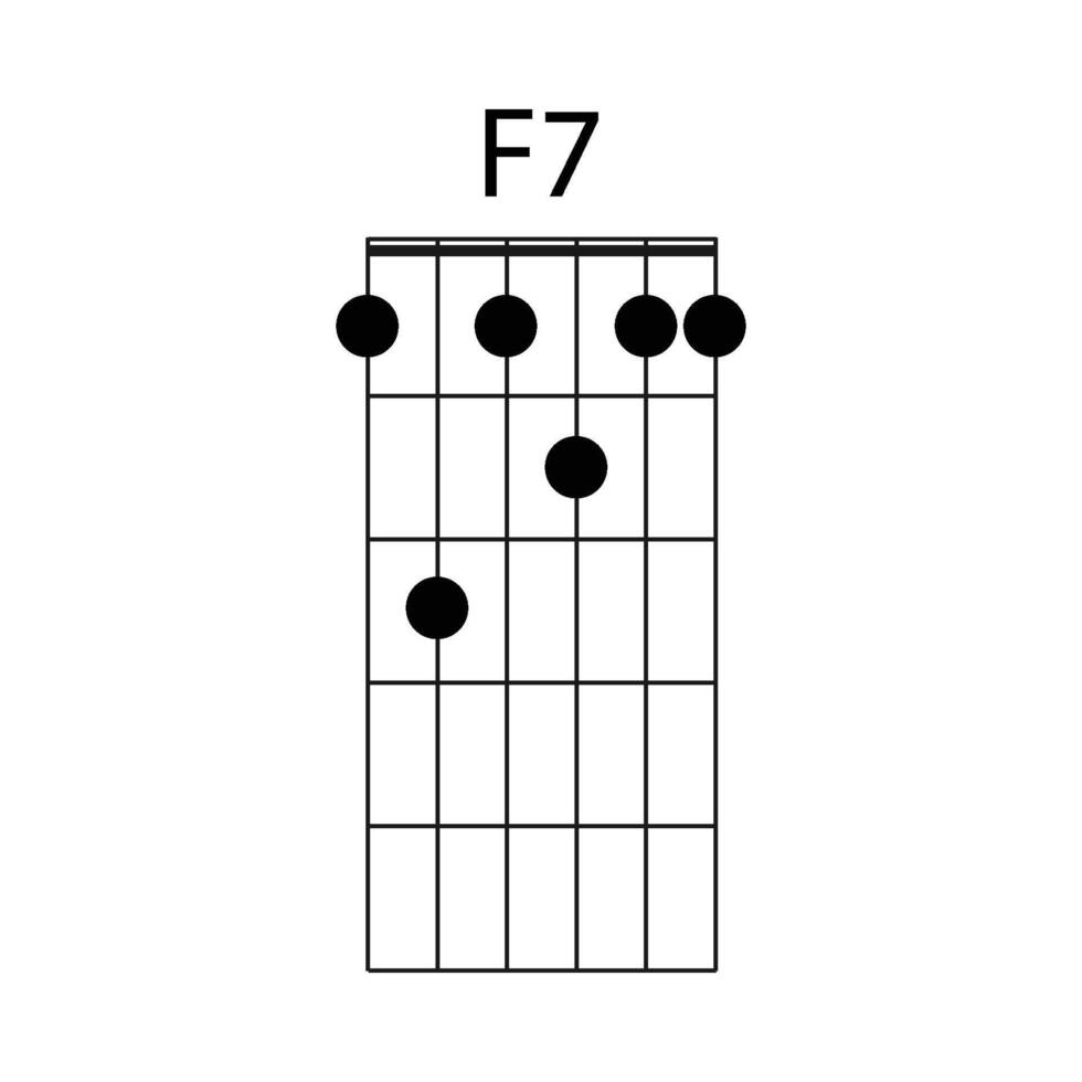 F7 guitar chord icon vector