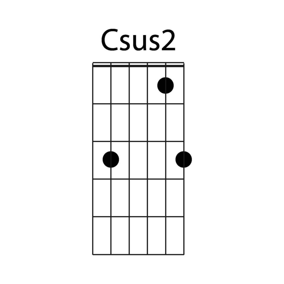 Csus2 guitar chord icon vector