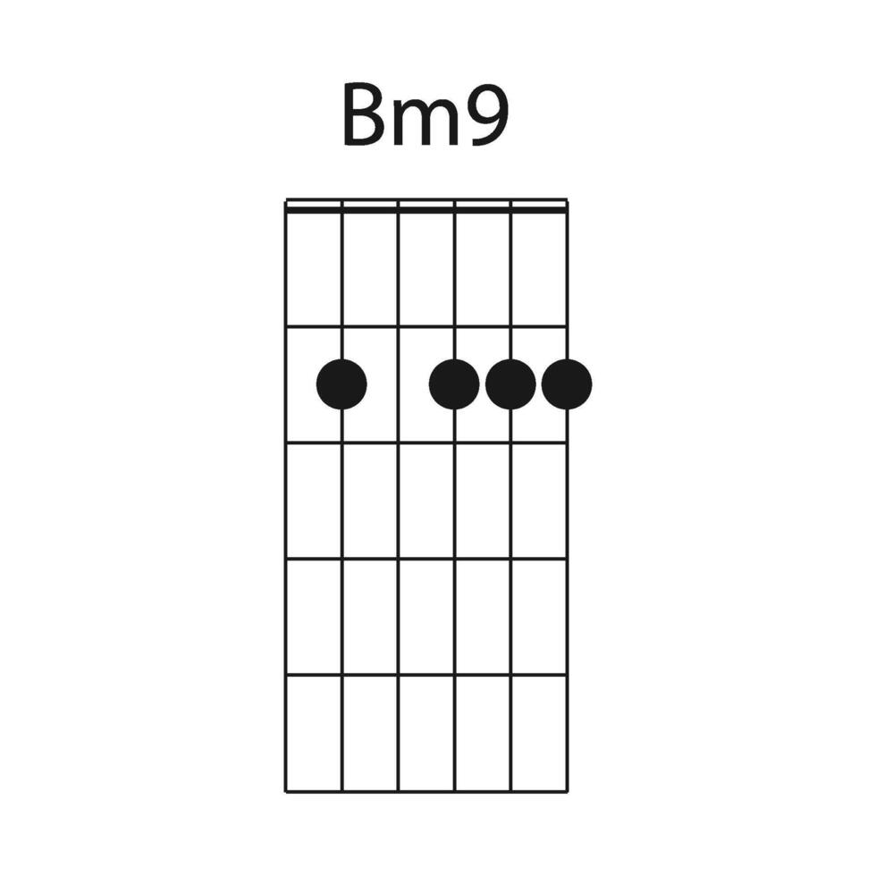 Bm9 guitar chord icon vector