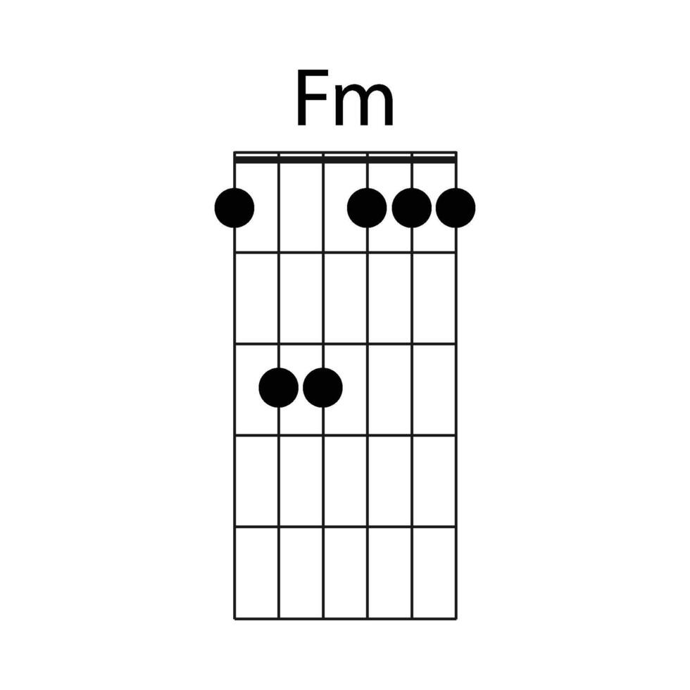 Fm guitar chord icon vector