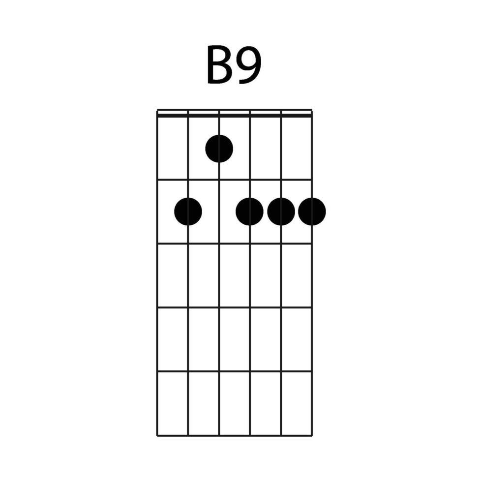 B9 guitar chord icon vector