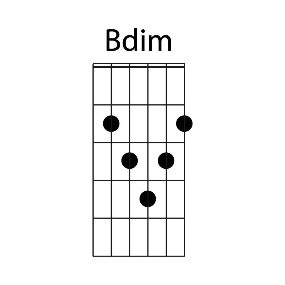 Bdim guitar chord icon vector