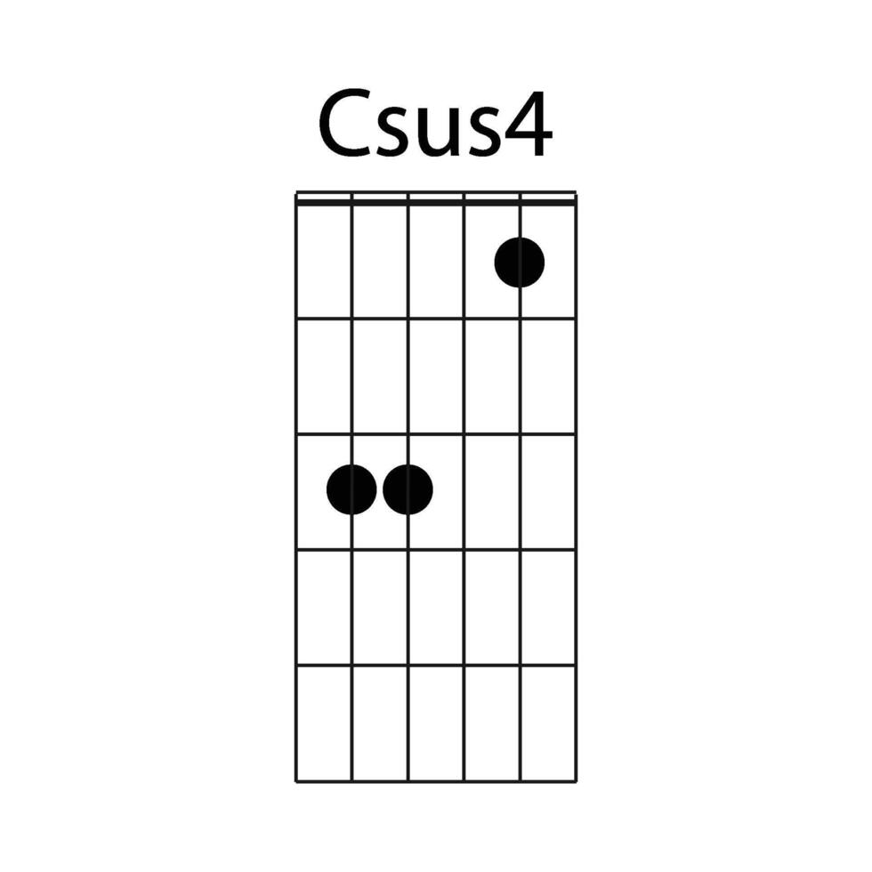 Csus4 guitar chord icon vector