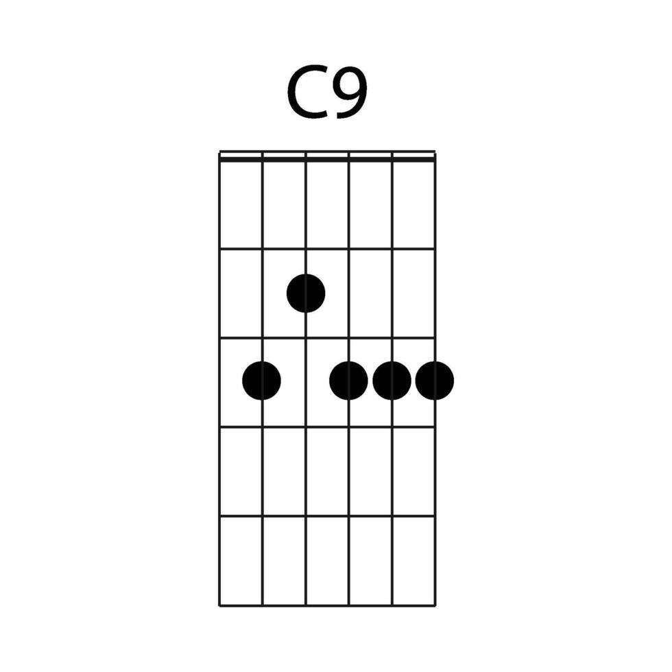 C9 guitar chord icon vector