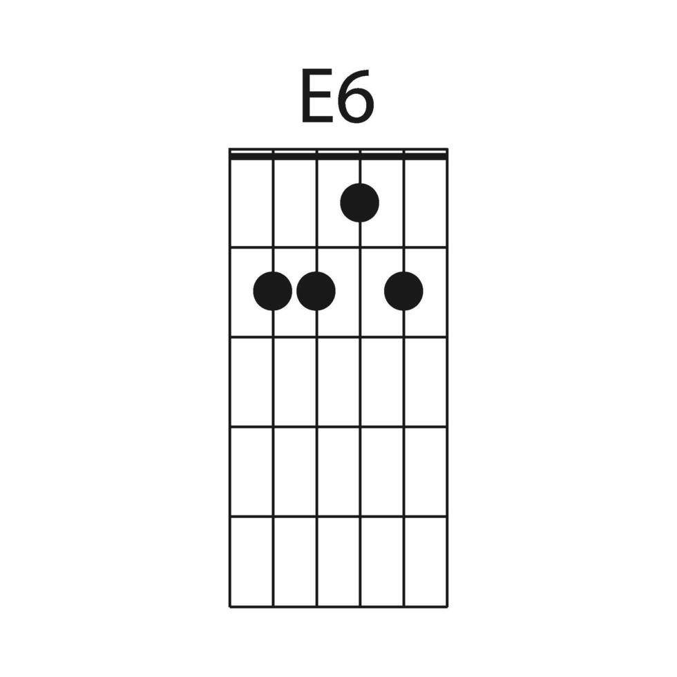 E6 guitar chord icon vector