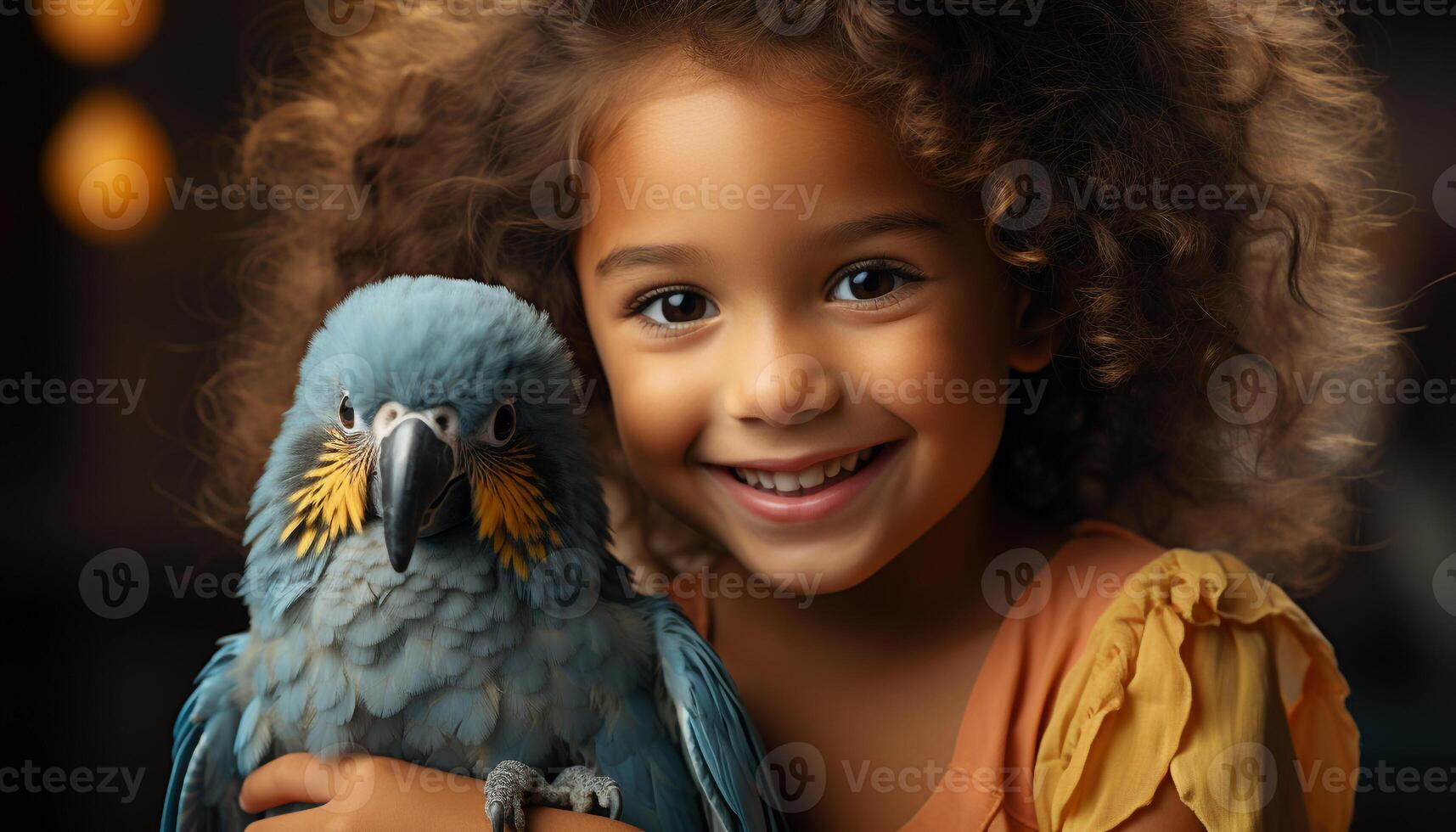 AI generated Cute girl holding a small beak, smiling with confidence generated by AI photo