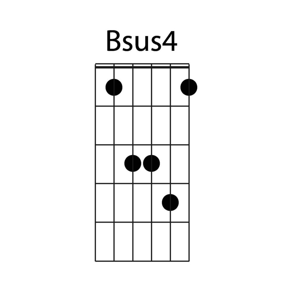 Bsus4 guitar chord icon vector
