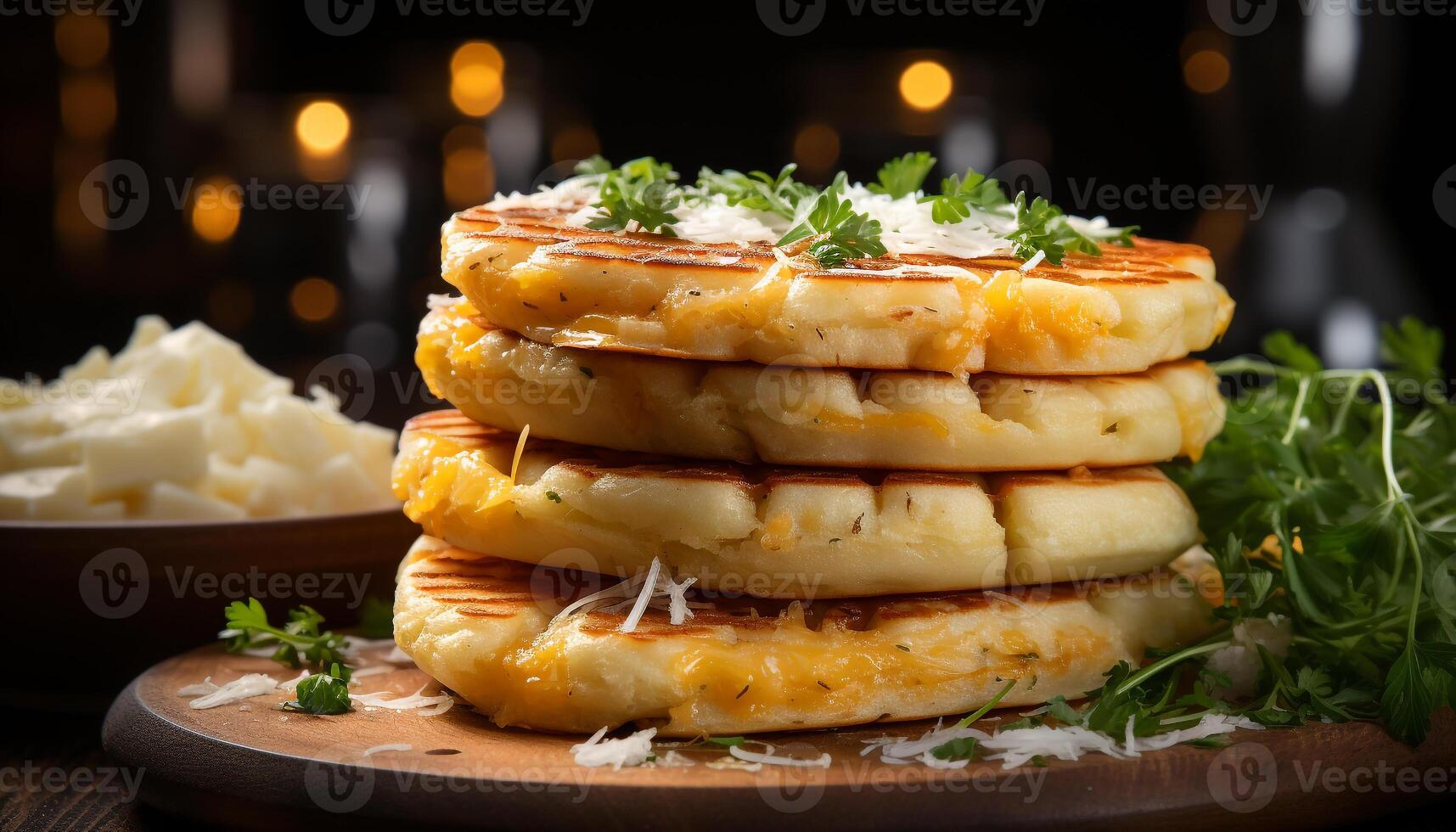 AI generated Freshness and heat on a homemade gourmet pancake stack generated by AI photo