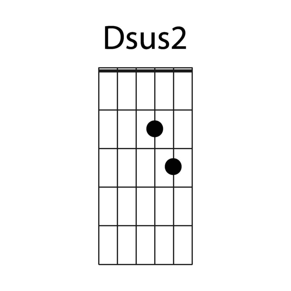 Dsus2 guitar chord icon vector