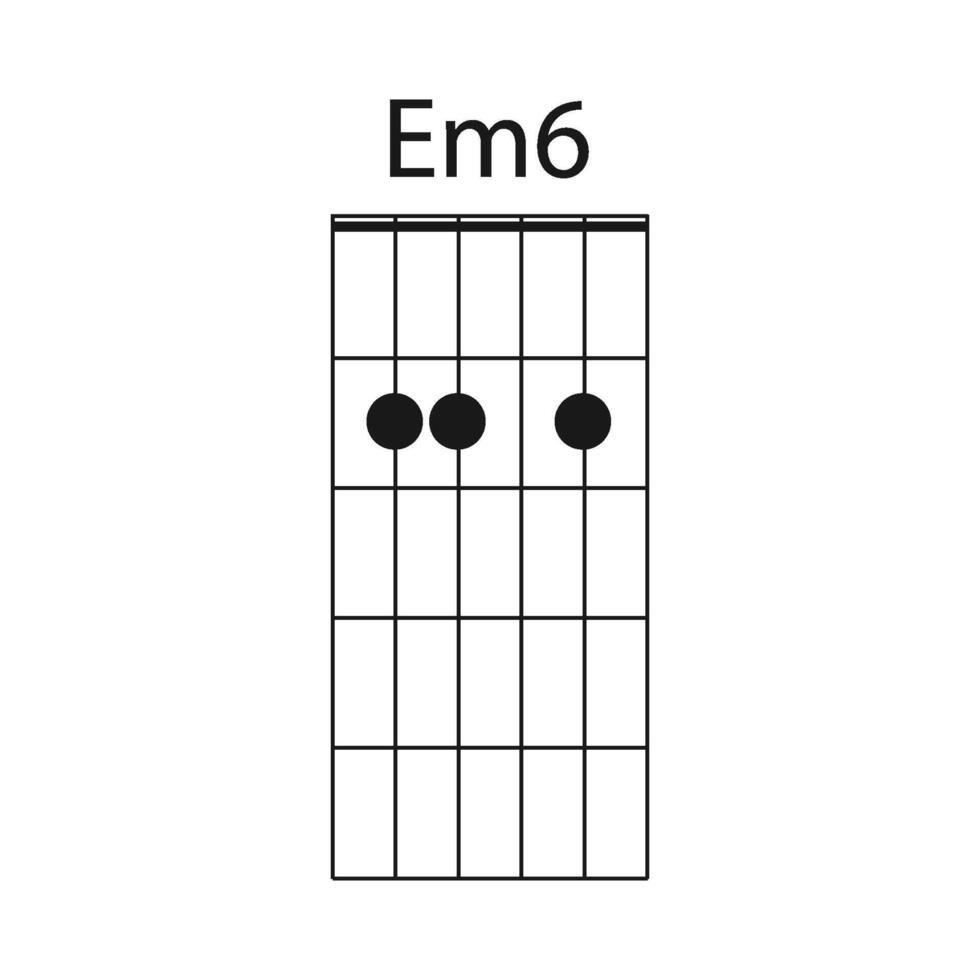 Em6 guitar chord icon vector