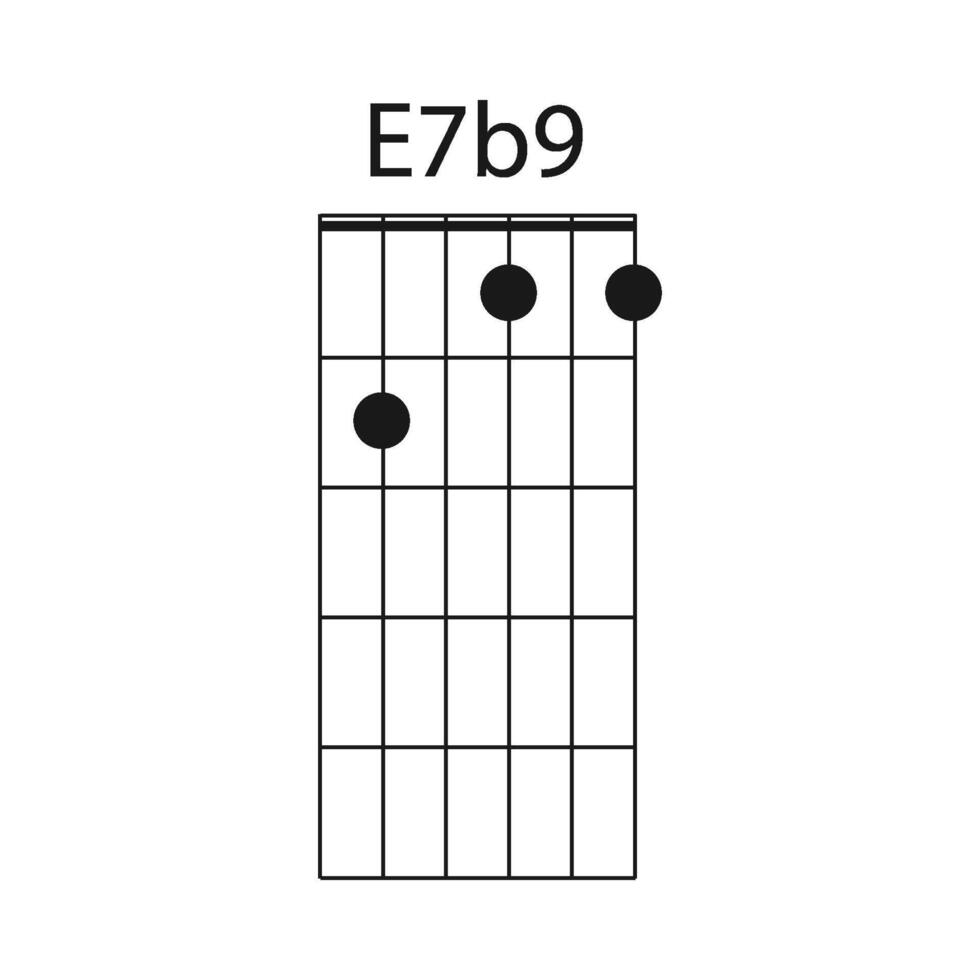 E7b9 guitar chord icon vecto vector