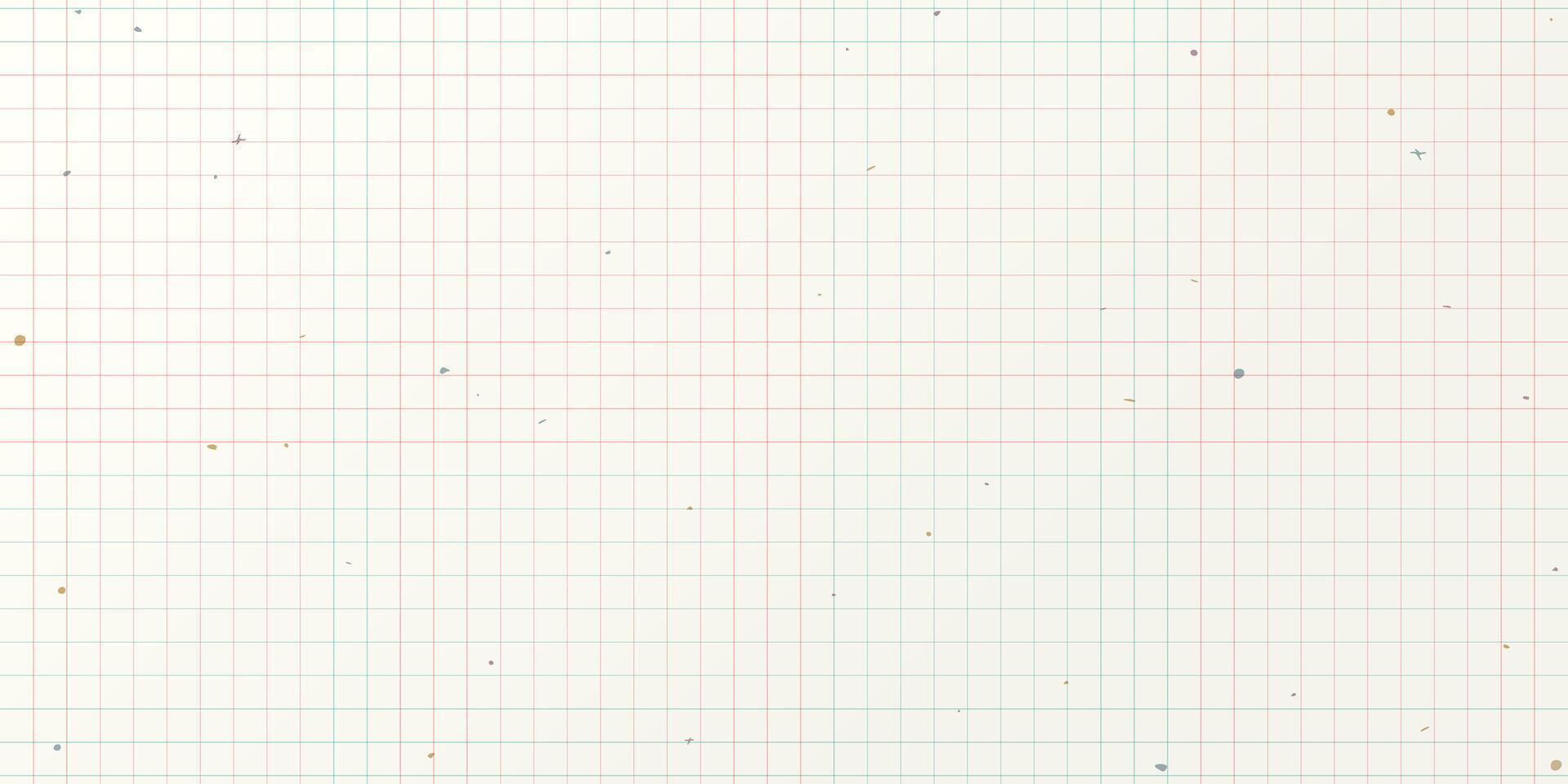 Old pink and blue checkered paper texture vector illustration. White blank notebook sheet with grid and stained educational template.