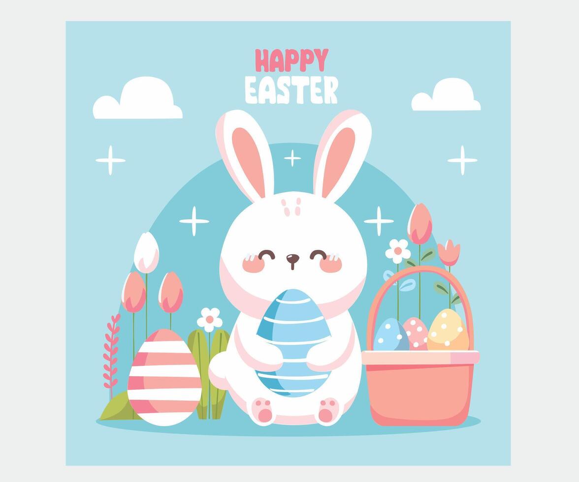 Happy Easter Day with Eggs Illustration vector