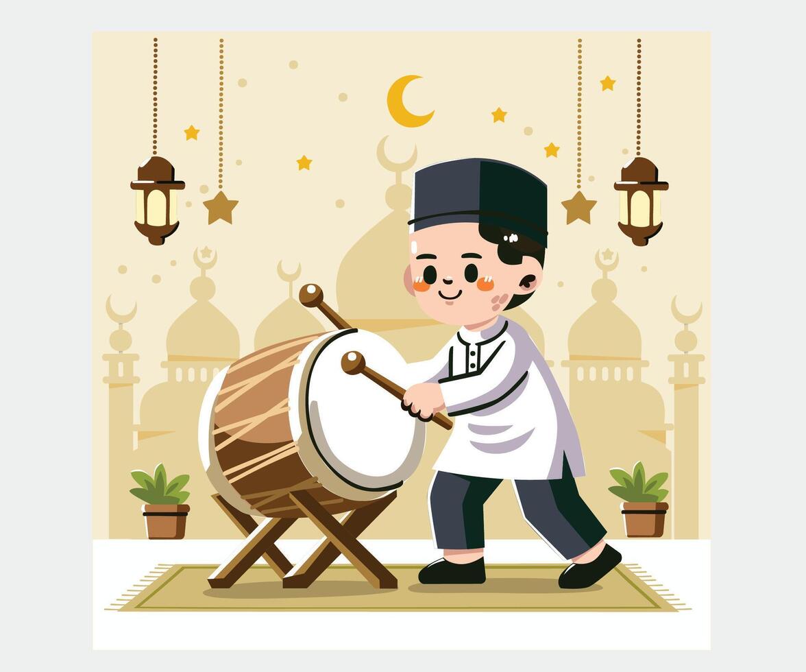 eid fitr ilustración con un hombre vector