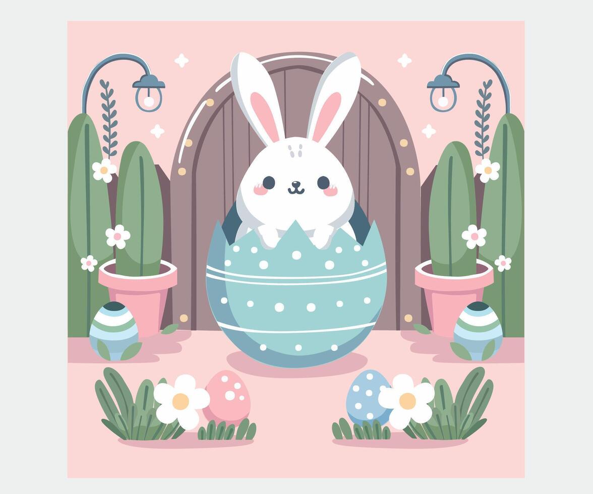 Happy Easter Day with Eggs Illustration vector