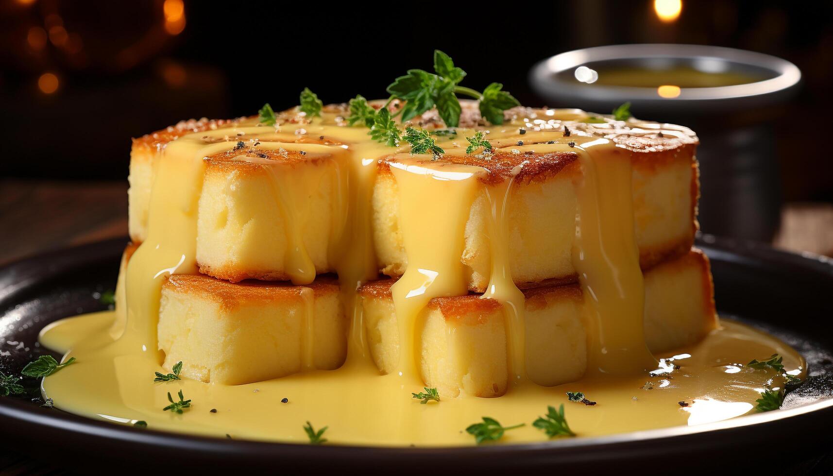 AI generated Freshness and heat on a plate, ready to eat gourmet meal generated by AI photo