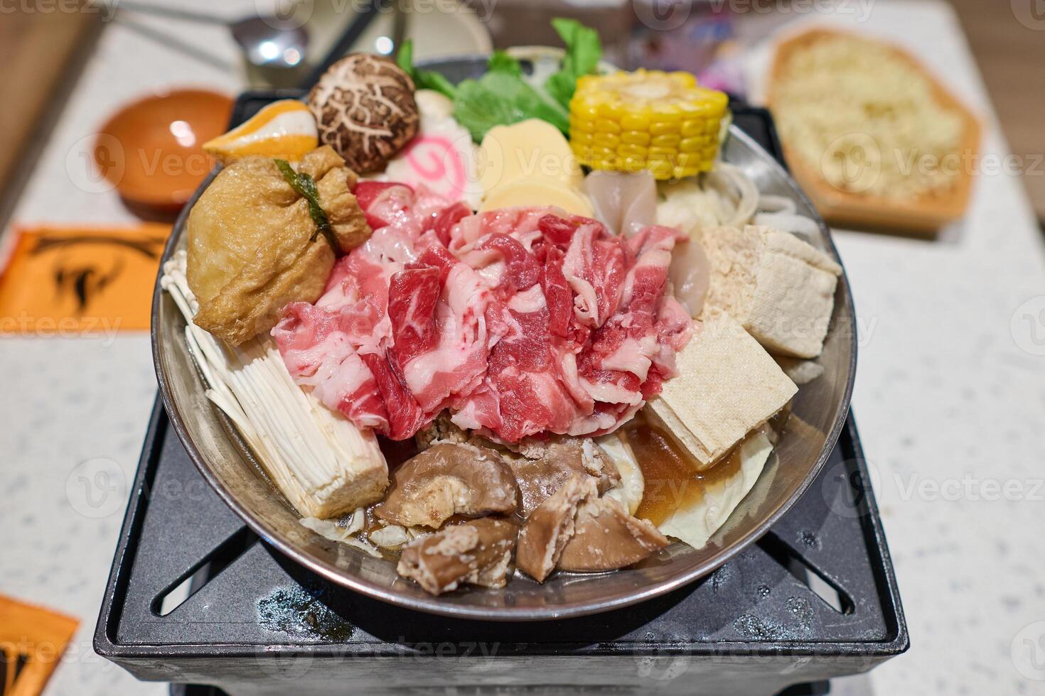 Chinese hot pot and exclusive wok. One-person hot pot is typical in hot pot shops photo