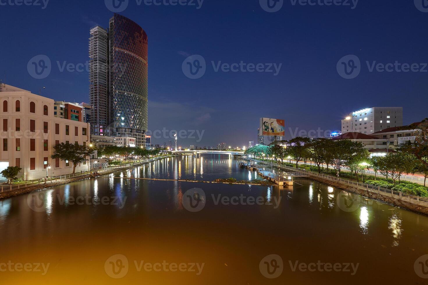 View of Bitexco tower, IFC one tower. Ho chi minh city is the one of the developed cities in Vietnam. Travel concept photo