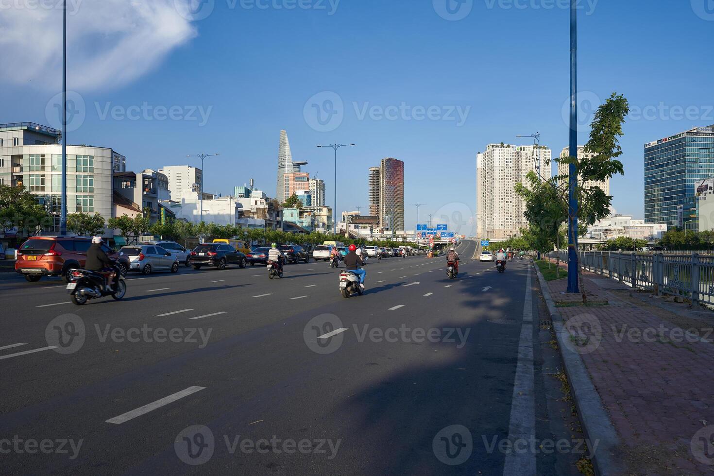 View of Bitexco tower, IFC one tower. Ho chi minh city is the one of the developed cities in Vietnam. Travel concept photo