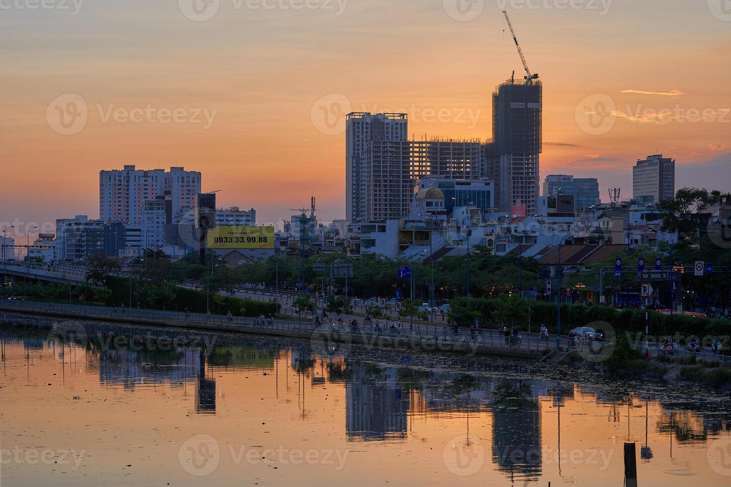 Ho Chi Minh city in sunset. Ho chi minh city is the one of the developed cities in Vietnam. Travel concept photo