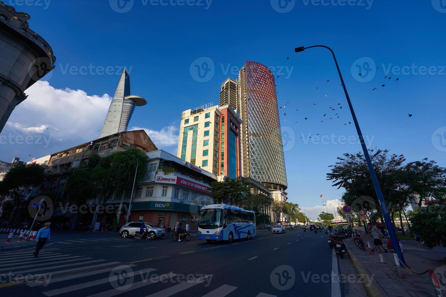 View of Bitexco tower, IFC one tower. Ho chi minh city is the one of the developed cities in Vietnam. Travel concept photo