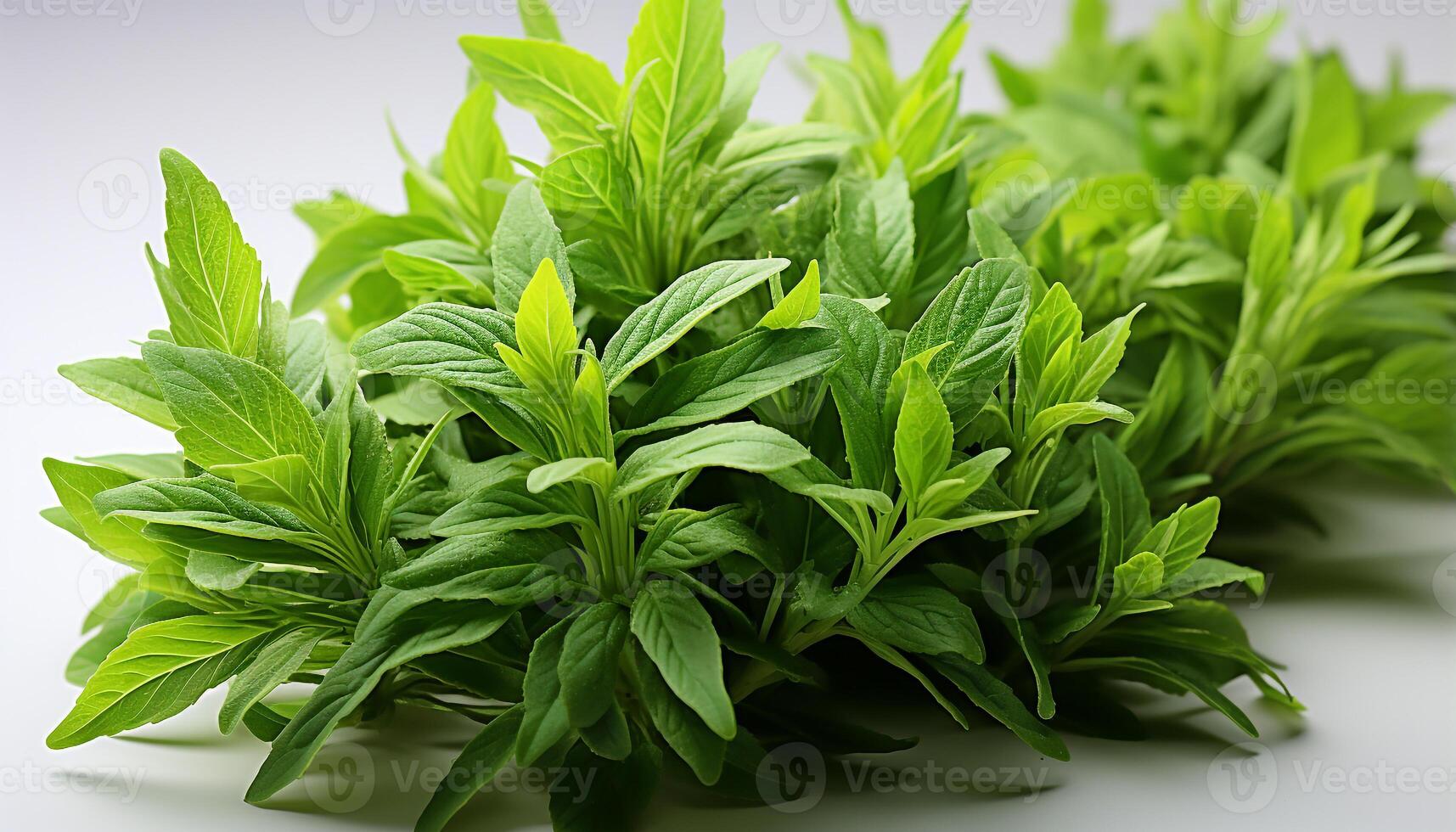 AI generated Fresh green mint leaf, a healthy culinary herb for seasoning generated by AI photo