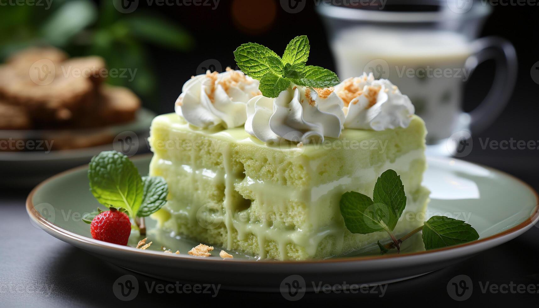 AI generated Homemade dessert sweet, fresh, creamy, fruity, healthy, indulgent, delicious generated by AI photo