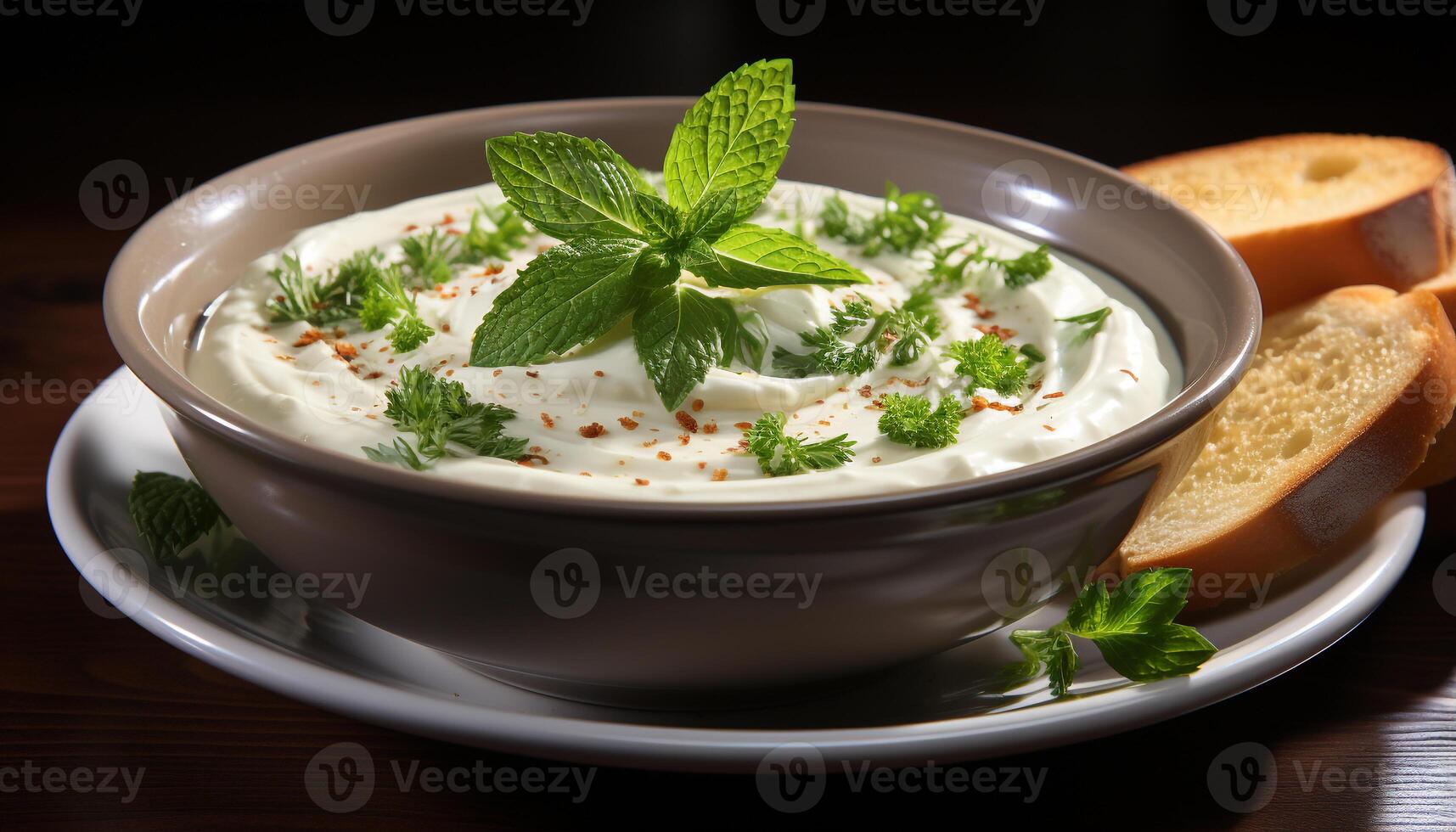 AI generated Freshness and culinary delight in a healthy vegetarian meal generated by AI photo