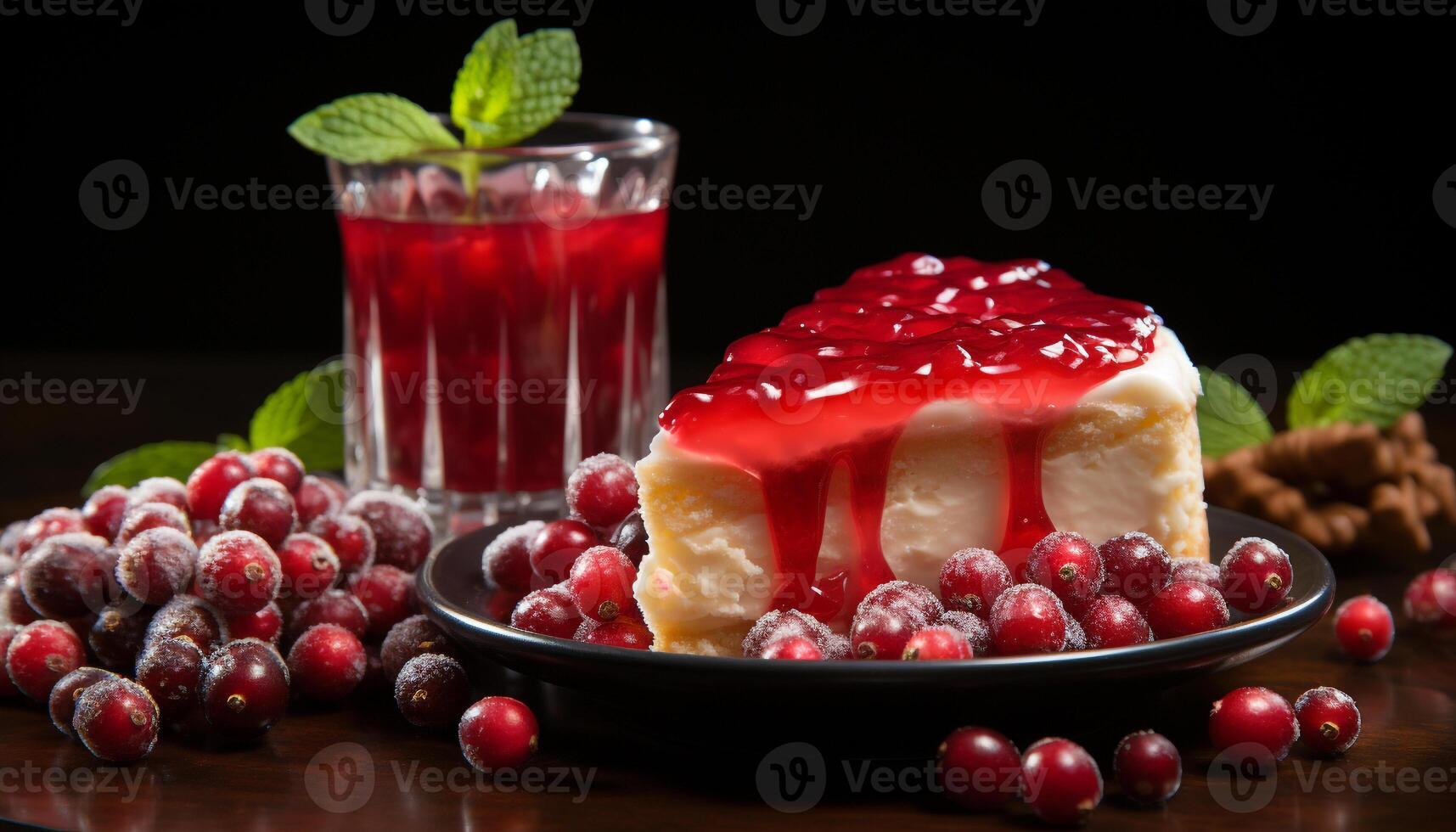 AI generated Freshness of summer berries on a gourmet dessert plate generated by AI photo