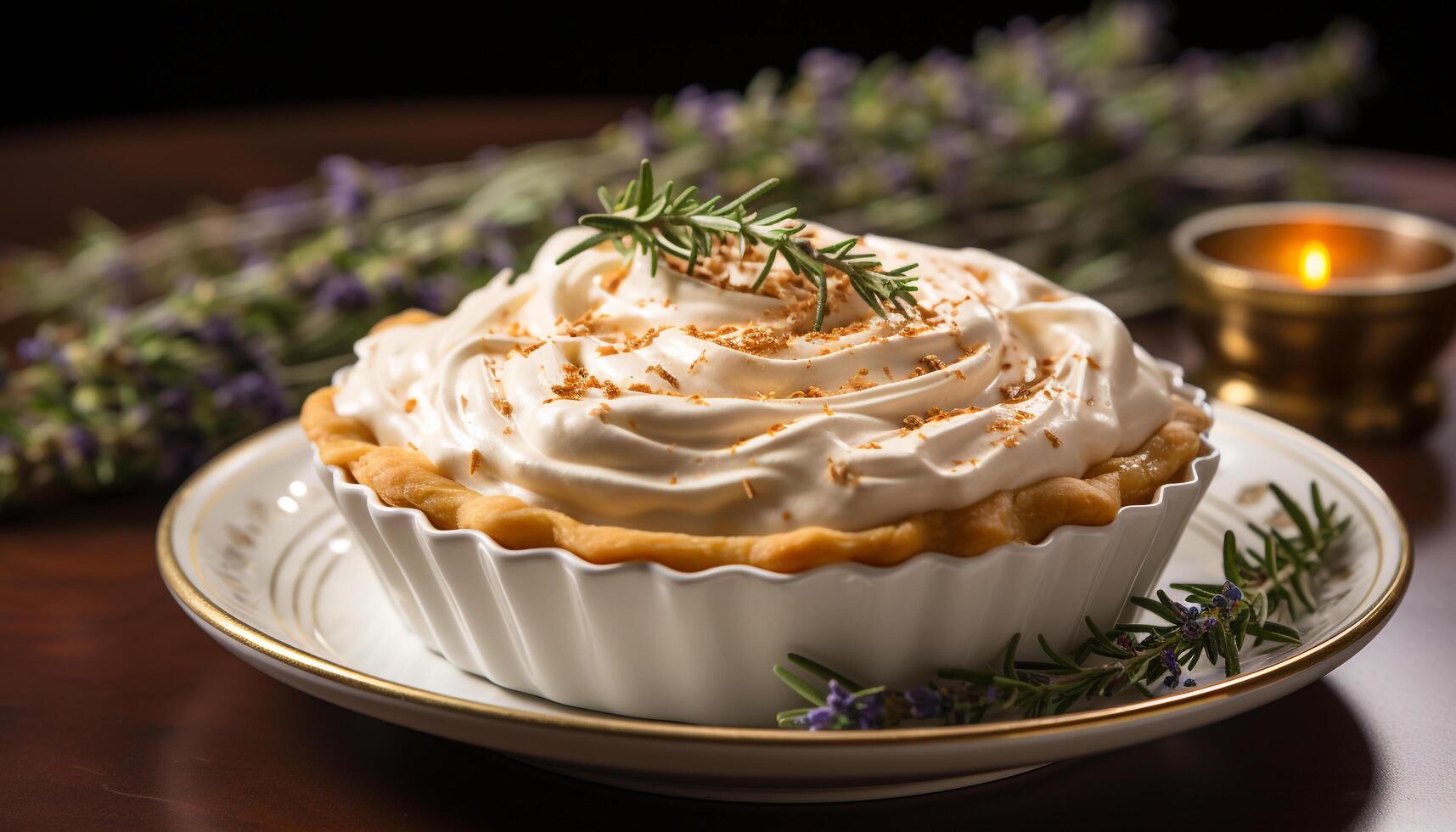 AI generated Homemade gourmet cupcake with fresh cream and sweet decoration generated by AI photo