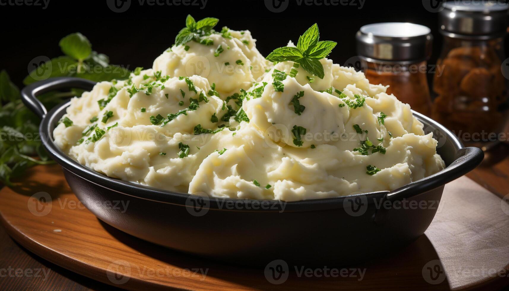 AI generated Freshness and healthy eating on a rustic wood table generated by AI photo