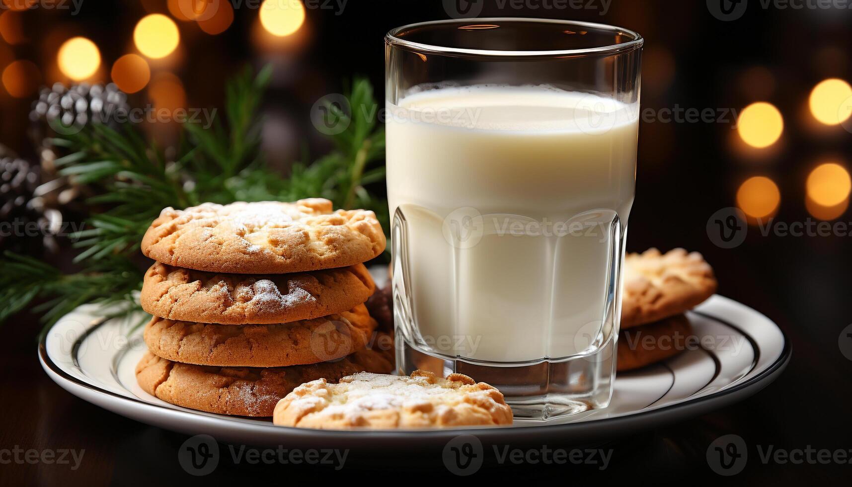 AI generated Homemade chocolate chip cookies stacked on rustic table, indulgent delight generated by AI photo
