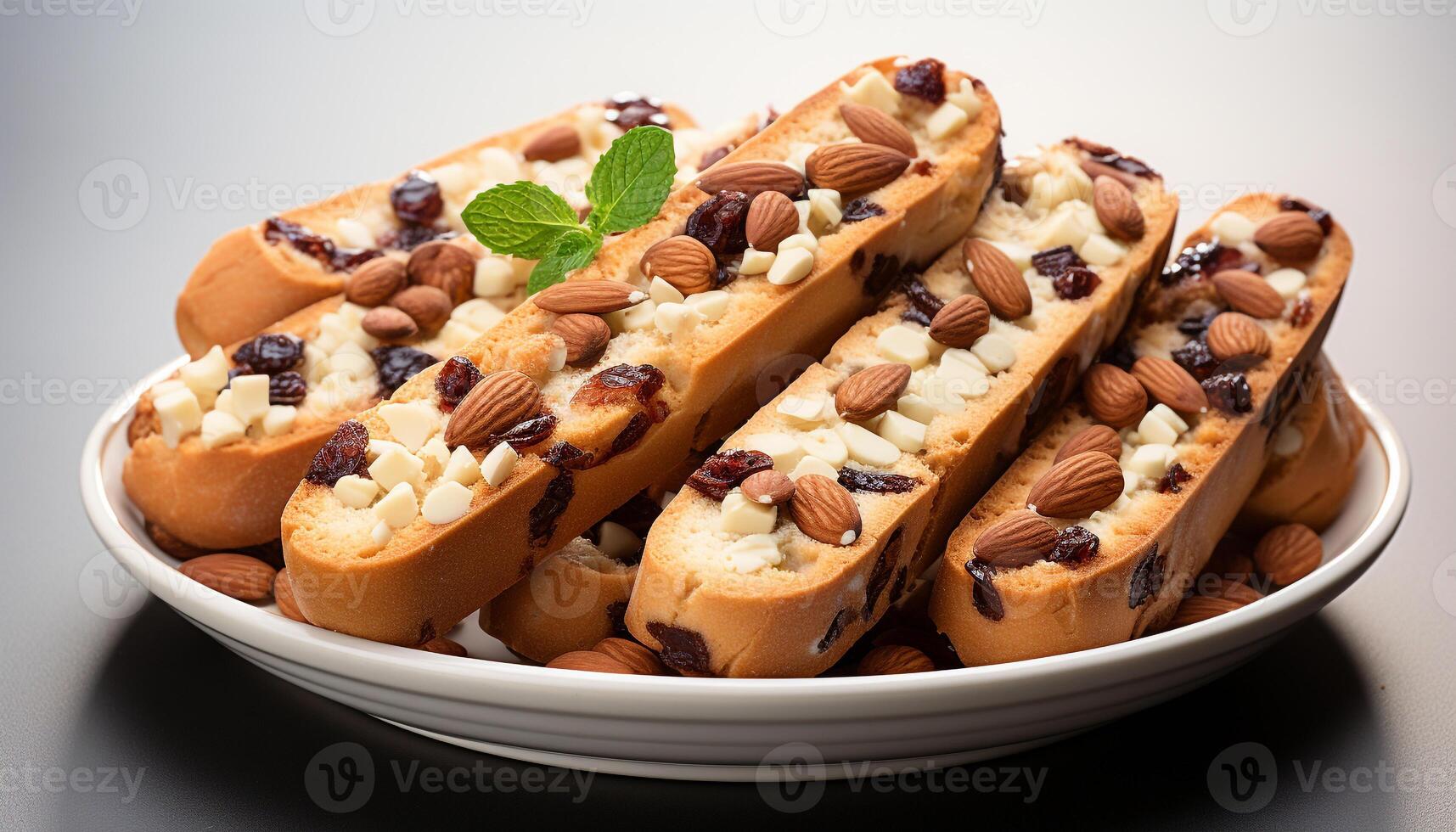 AI generated Freshly baked homemade chocolate chip cookies on a wooden plate generated by AI photo