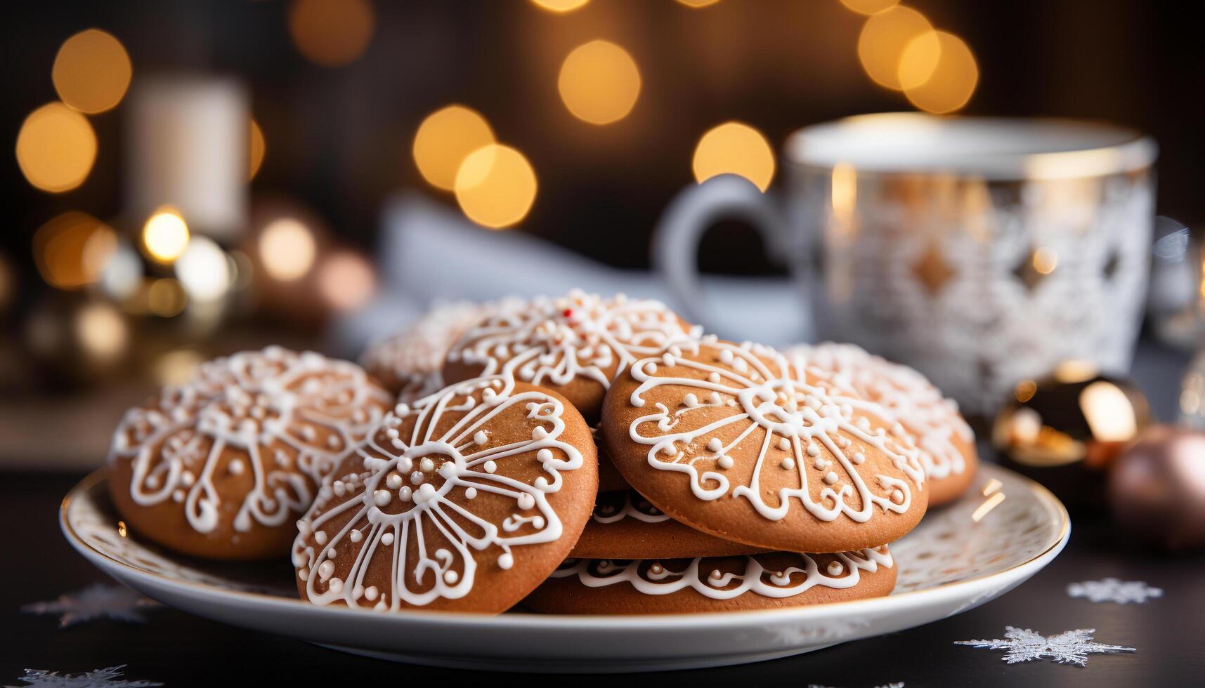 AI generated Homemade chocolate shortbread on rustic wood, a winter indulgence generated by AI photo